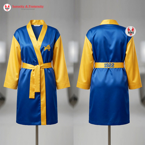 Mass Quality Sigma Gamma Rho Standard Fit Robe | Sophisticated SGRho Sorority Textured Knit Satin Eco-Friendly Breathable - Product Image 5