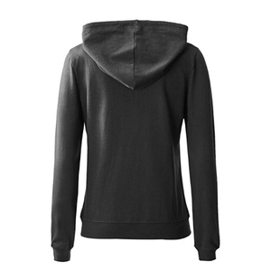 Sweat-shirt à capuche zippé noir pour femme, couleur unie, manches longues, tricoté, décontracté, coupe classique avec poche, idéal pour l'automne - Product Image 6