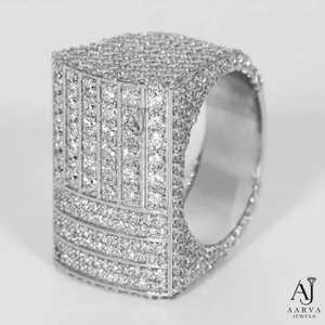 White Gold Rhodium Plated 925 Silver Moissanite Hip Hop Engagement <b>Ring</b> <b>Iced</b> Out Pave Band Prong Set Unisex Wedding Party - Product Image 3