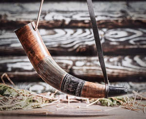 Cuerno de búfalo Taza para beber Cuerno pulido redondo Taza para beber Cuerno natural Taza para beber Viking - Product Image 1