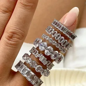 Lab Grown Diamond Multi Band Eternity <b>Ring</b> Solid Gold 10K 14K 18K Bridal Engagement Wedding Stackable <b>Statement</b> <b>Ring</b> for Women - Product Image 2