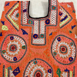 Indian Vintage Handmade Banjara Neck Yoke with Embroidery and <b>Mirror</b> Work Banjara Front Dressing Neck Yoke Patch to Embellish - Product Image 1