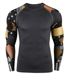 เสื้อรัดกล้ามเนื้อแขนยาวสำหรับผู้ชาย MMA Rash Guard ระบายอากาศได้ดี แห้งเร็ว พิมพ์ลาย สำหรับฝึกซ้อม BJJ ในยิม - Product Image 3