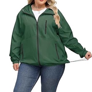 Green Hooded Puffer <b>Jacket</b> Women <b>Plus</b> <b>Size</b> Waterproof Zipper Closure Casual Outerwear Autumn Windbreaker Coat - Product Image 1