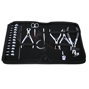 Kit d'outils professionnel pour extensions capillaires Micro Link blanc avec 5 pinces à sertir et à retirer, 7 pinces à sceller les bandes et coupe-bandes Fusion Bond - Product Image 1