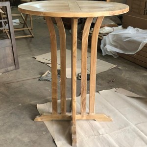 Mesa Alta Redonda de Madera de Teca Sólida Indonesia con Base de Patas Curvas para Muebles de Patio, Cafetería, Bistro y Restaurante al Aire Libre - Product Image 3