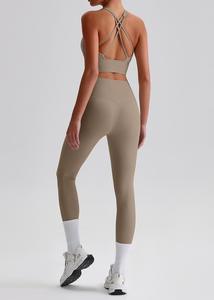 Women's Custom Logo <b>Cross</b> Back Yoga Bra and <b>Top</b> Set Sexy Fitness Apparel for Running Wholesale New Design Yoga Wear - Product Image 3