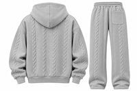 Ensemble jogging et sweat à capuche en maille torsadée pour homme, 2 pièces, épais, tenue décontractée d'hiver