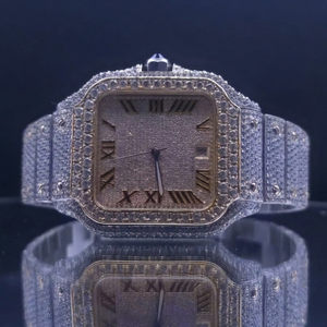 High premium Quality Hot Selling Business Square <b>Case</b> Moissanite <b>Watch</b> Men's Stainless Steel Iced Out - Product Image 1