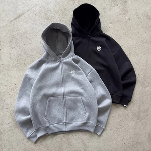 Ensemble de survêtement unisexe avec sweat à capuche et pantalon, fermeture éclair intégrale, vêtements décontractés, couleur unie, coton respirant, vêtements d'automne - Product Image 6
