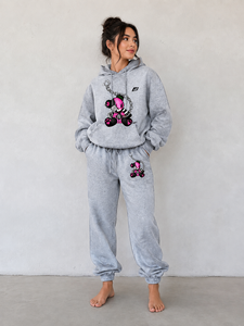 <b>Women</b>’s <b>Grey</b> Hoodie Sweatpants Set Graphic Print Relaxed Fit Casual <b>Tracksuit</b> Two Piece Apparel Unisex Sweatshirt - Product Image 1