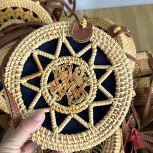 Rattan <b>Wicker</b> Handmade Crossbody <b>Bag</b> Women Summer Beach Boho Style Natural Straw Zipper Portable Casual Handbags Supplier - Product Image 3