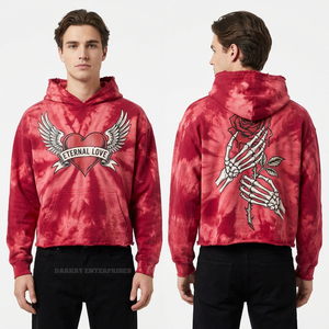 Sweat à capuche pour homme avec broderie en relief, logo personnalisé, streetwear, pull en coton épais, molleton français, coupe oversize - Product Image 4