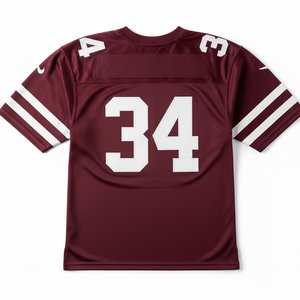 Camiseta de Fútbol Americano para Hombre, Color Granate, Cuello en V, Manga Corta, Número 34, Malla Transpirable, Corte Regular, Ropa Deportiva para Adultos - Product Image 3