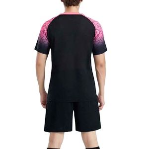 Conjunto de Camiseta de Fútbol con Cuello en V Negra para Hombre, Manga Corta, Poliéster que Absorbe la Humedad, Estampado Degradado, Ropa Deportiva para Adultos para Todas las Temporadas - Product Image 6