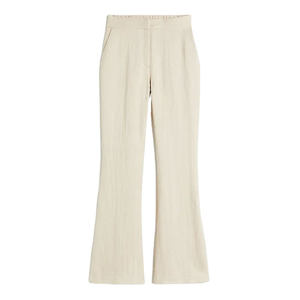 Pantalones de Vestir de Algodón para Mujer, Cintura Alta, Corte Acampanado, Color Sólido, para Oficina, con Bolsillos Traseros, OEM ODM - Product Image 1