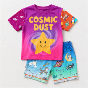 Ensemble de vêtements d'été pour enfants, chemise et short coupe décontractée, respirant, usage quotidien, taille personnalisée, modèle de production flexible - Product Image 1