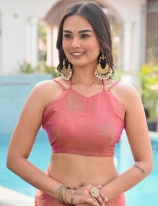 Sari de Rayón y Seda con Estampado de Encaje KV Crozhet, Listo para Usar, Blusa Sin Coser, Sin Arrugas, de Secado Rápido, Estilo Tradicional para Bodas - Product Image 2
