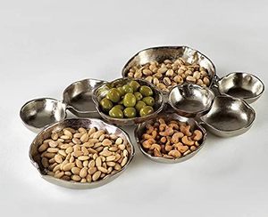 Metal snack bowl cluster set stainless steel cluster serving bowls multi bowl connected platter steel snack with attached bowls - Product Image 1
