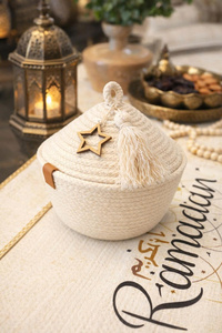 Caja de regalo de algodón con decoración de borlas para la decoración de la mesa de Ramadán Kareem, cesta de regalo Gergean, artículos únicos y novedosos. - Product Image 5