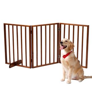 Brown Wooden Dog Fence Elegant Pet Gate and Pen - Product Image 1