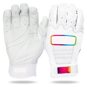 Full Finger First Base <b>Baseball</b> Batting <b>Gloves</b> Blue with Lightning Logo Unisex Premium Leather Material Hook and Loop Wrist - Product Image 1