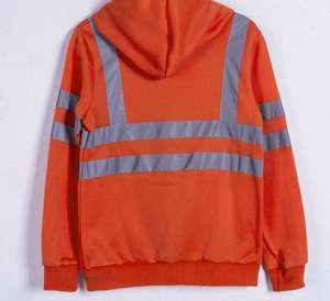 Sweat-shirt unisexe haute visibilité personnalisé en polyester ripstop, jaune fluorescent bicolore, réfléchissant et sérigraphié, pour la vente en gros - Product Image 4