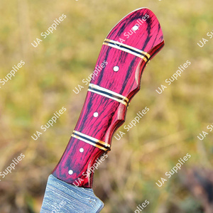 มีดแล่เนื้อเหล็กดามัสกัส ตีขึ้นรูปด้วยมือ คุณภาพพรีเมียม ด้ามไม้ปักก้าหลากสี มีดตกปลา - Product Image 4