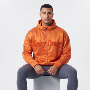 <b>100</b>% <b>Polyester</b> Chenille Embroidery Hoodie Men Oversized Zipper Training Hood Tops Men's Sportswear Trainer Hoodies Mens - Product Image 3