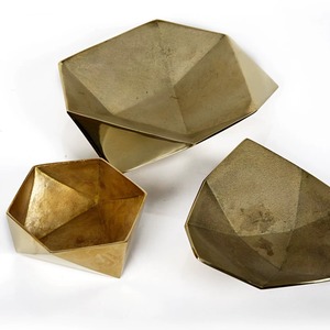 Most Demanded Modern Geometric Metal Bowl Handmade Polished Finish Decorative Serving Dish Gold Tone - Product Image 6