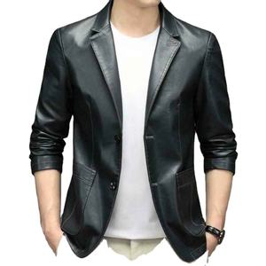 Blazer Homme de Haute Qualité Style Britannique et Japonais, en Similicuir Anti-Plis Respirant, Deux Boutons, pour Affaires et Loisirs - Product Image 2