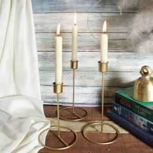 Gold Metal Wire <b>Lantern</b> <b>Candle</b> Holder Rectangular Ring Top with Glass Cup Home Decor - Product Image 2