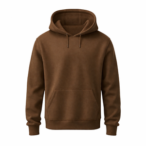Sweat-shirt à capuche en polaire marron pour homme, coupe classique, pull décontracté avec poche avant, vêtement d'automne - Product Image 1