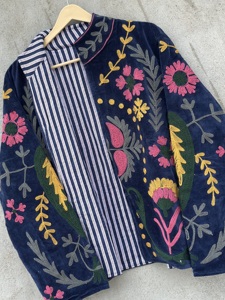 Indian <b>Velvet</b> Suzani <b>Jacket</b> Floral Embroidery Vintage Short Coat Handmade Cotton Fabric Breathable Eco-Friendly Autumn <b>Jacket</b> - Product Image 6