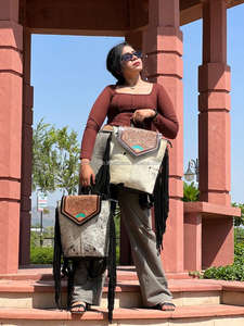 Vente chaude peau de vache sac à dos frange élégant Style occidental sac à dos sacs d'école unisexe usiné à la main sculpture en gros produit en vrac - Product Image 4