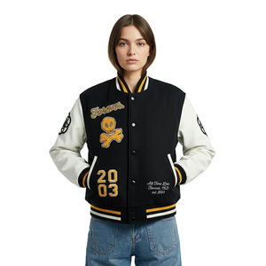MUESTRA GRATUITA Chaqueta Varsity con Parche Bordado Personalizado, Chaqueta Varsity de Baloncesto 100% Cuero PU, la mejor calidad a un precio razonable - Product Image 4