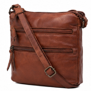 Vintage Fashion Genuine Leather Crossbody Bag for Women Multi-Pocket Shoulder Sling with Zip Closure Adjustable Strap Brown - Product Image 3