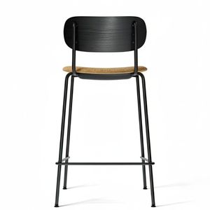 Modern Counter Height Bar <b>Stool</b> with Fabric Upholstery, Wooden Veneer Backrest and Metal Frame for Bar, Restaurant and Lounge - Product Image 6