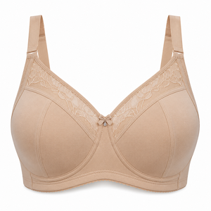 Sujetador con aros push-up de talla grande para mujer, color burdeos, copa 3/4, con encaje, ajustable, para uso diario, lencería de algodón floral, OEM ODM - Product Image 2