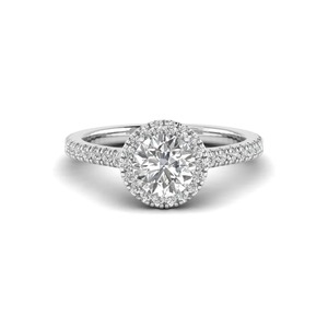 Wholesale Lab Grown Diamond Halo Ring <b>Round</b> Cut EF Color VS Clarity CVD Pave Band Custom Size OEM EF VS CVD 18K White Gold Micro - Product Image 1
