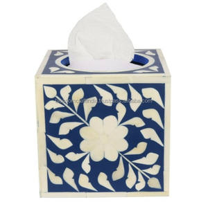 Boîte à mouchoirs unique en os incrusté, support décoratif en bois, cadeau de luxe fait main, élégant accent pour la décoration intérieure moderne - Product Image 4