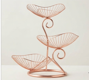 Cestas de Almacenamiento Modernas de Alambre de Cobre, Diseño Geométrico Apilable, Organizador Multiusos para Cocina - Product Image 2