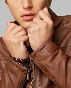 New Best Selling Men's Solid Pattern Brown <b>Leather</b> <b>Jacket</b> High Street <b>Winter</b> Formal Racer <b>Jacket</b> Wholesale <b>jacket</b> for men - Product Image 2