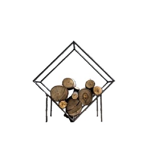Support à bois de chauffage tendance pour intérieur et extérieur, porte-bûches moderne en métal à cadre carré, thermolaqué, taille, forme et couleur personnalisables - Product Image 1