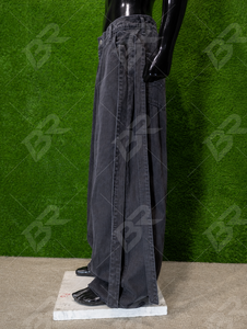 Pantalones vaqueros de mezclilla vintage para hombre, de cintura media, pierna ancha, lavado ácido, plisados, casuales, de ajuste holgado, tejidos, estilo streetwear de verano - Product Image 2