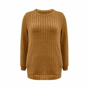 Pull-over décontracté pour femme en coton épais 100% col roulé tricoté côtelé anti-froissement OEM rose tricoté à l'ordinateur - Product Image 3