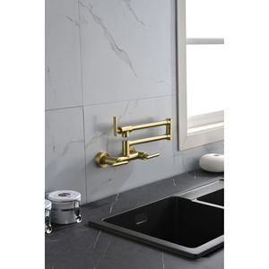 Rubinetto da cucina commerciale con 3 maniglie 2 fori in ottone a braccio oscillante - Product Image 1