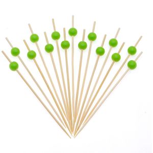 Stuzzicadenti in bambù lunghi 4,7 pollici, verde erba, con perle, per cocktail e antipasti, decorativi per feste primaverili ed estive - Product Image 1