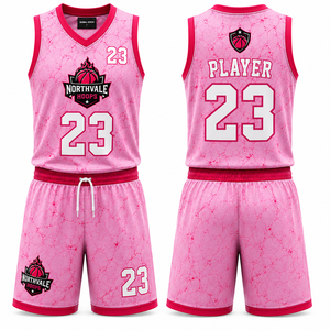 Conjunto de Camiseta y Pantalones Cortos de Baloncesto Rosa Personalizados |   Uniforme de Baloncesto para Hombre y Mujer |   Fábrica de Ropa Deportiva OEM - Product Image 1