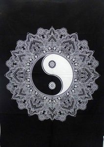 Tapices de Algodón con Diseño Yin Yang, Decoración de Pared Hecha a Mano, Sábana Estampada, Tapiz Étnico para Colgar en la Pared, por Indian Consigners - Product Image 2